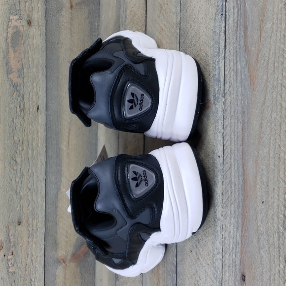 adidas Women's Leather Falcon RX Originals No Laces Black White - Picture 6 of 10